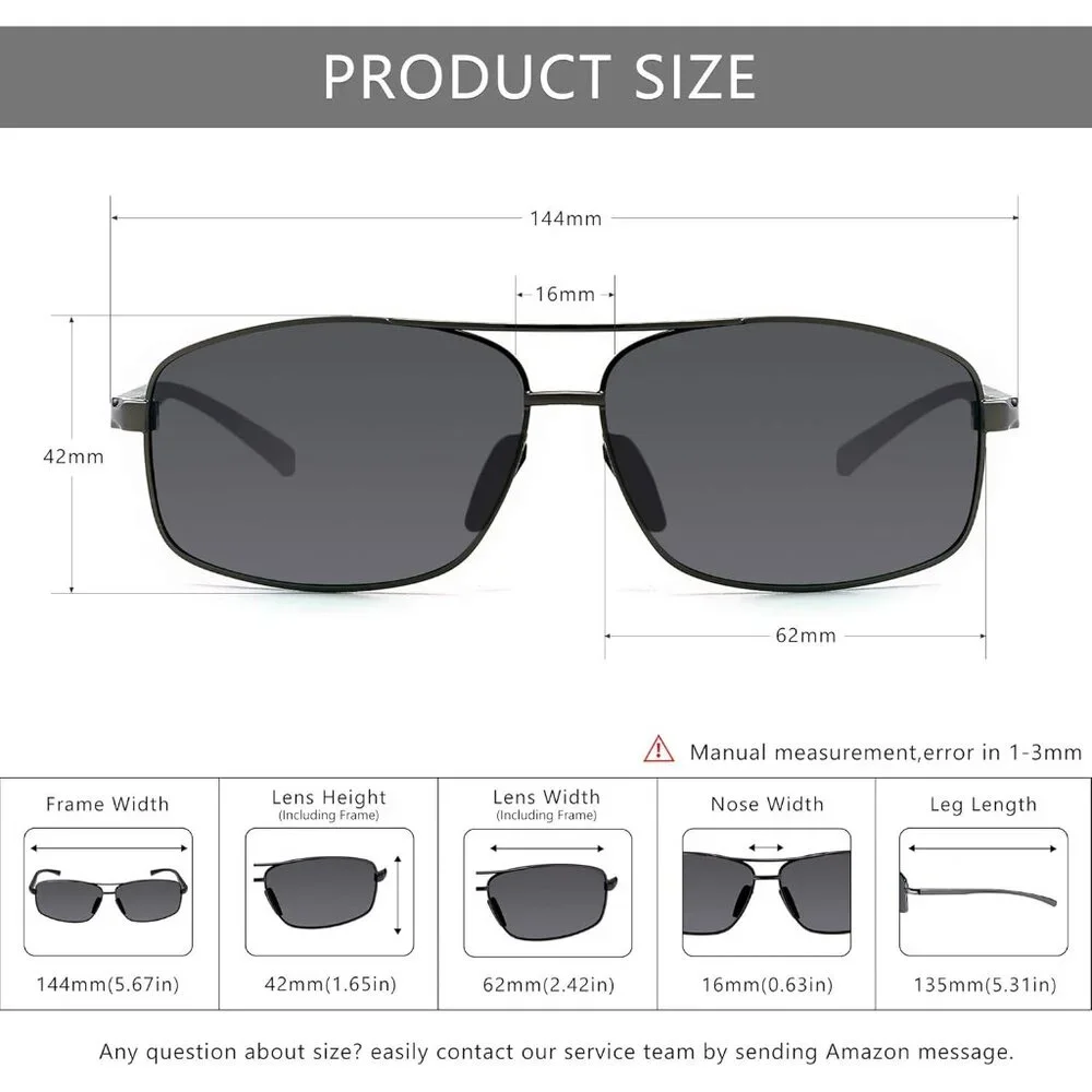 HD Polarized Rectangular Sunglasses - Unbreakable, Stylish & Safe for Outdoors
